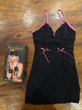 Victoria's Secret Black Chemise with Pink Trim along with NIB satin and lace kit